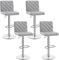 Yaheetech Lot de 4 Tabourets de Bar en Similicuir Réglables en Hauteur 92-113,5 cm Chaises de Bar Sièges Pivotants Modernes Design Rayures Tabourets Hauts Rembourrés avec Repose-Pied Gris Clair