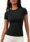 IECCP Damen Tshirt Compression Shirt Shortsleeve Yoga Tops Kurzarm Fitness Blusen Gym Sport Oberteil Schwarz M