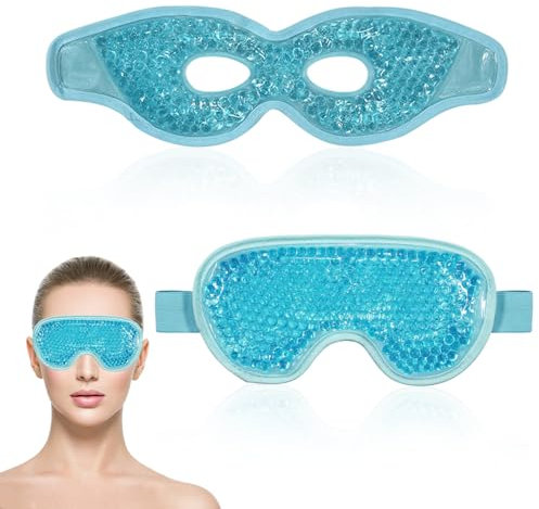 Scettar 2 Piezas Antifaz Gel Frío Ojos Máscara Gel, Reutilizable Dormir Mascarilla para los Ojos,Fría o Caliente, para Alivio de Ojos Hinchados y Migrañas y Fatiga ocular