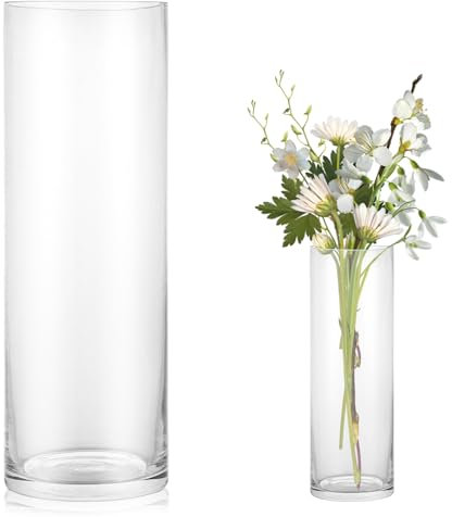 LDHHYH 30cm Zylindrische Glasvase, Glasvases Gross, Qeeyon Glas Blumenvase, Klarem Blumenvase, Vase Hoch, Glasvase 10cm Durchmesser, Durchsichtige Glasvases für Orchideen, Rosen, Tulpen