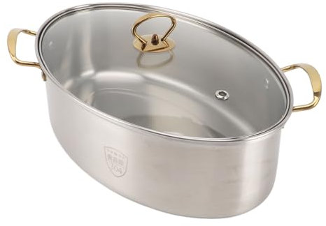 Olla del de Pescado del Acero Inoxidable 304, Juego de Utensilios de Cocina a Espesados de Gran Capacidad con Abrazadera para Bandeja, Vaporizador de Alimentos Ovalado