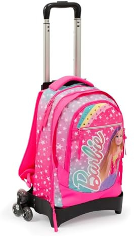 Giochi Preziosi Barbie Rucksack Trolley 3 Räder Ost mit Smart Click System Rückenlehne Komfort Back, gepolsterte Schultergurte, Front- und Innentasche, Maße: 31 x 43 x 17 (+9) cm, Fassungsvermögen 35
