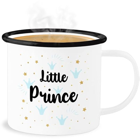 Emaille Becher Blechbecher - Tassen - Little Prince | Kleiner Prinz | Geschenk Jungen - 300 ml - Weiß Schwarz - kleine tasse