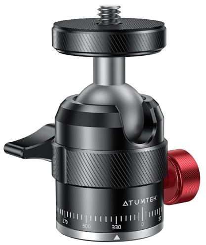 ATUMTEK Mini Testa A Sfera, Supporto Panoramico A 360° In Lega Di Alluminio Con Cuscinetto In Silicone, Capacità Di Carico Di 5 Kg, Adatto Per Fotocamere DSLR, Smartphone E Treppiedi