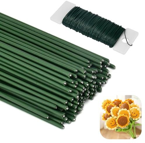 LPAMABA 100pcs 30cm de largo φ2 mm Verde Flores Floristas Alambre de Floristería Alambre de Tallo Floral Alambre de Tallo de Flores Arreglos Florales para manualidades ramo de corona de flores