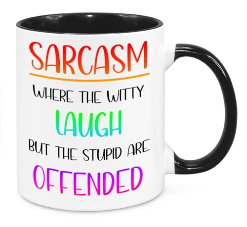Sarcasm Explanation Mug - Funny Novelty Gift Silly Present Mug Birthday Christmas for Mum Dad Friend Sister Brother Grandparents for Man Woman Secret Santa Work Quotes (Rainbow)