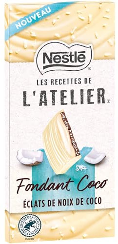 Nestlé Les Recettes de L'Atelier - Tablette Chocolat Blanc et Lait Fondant Coco - 130g