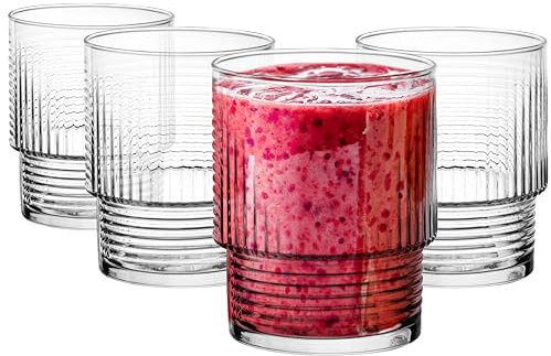 Glasmark KROSNO 1992 Lot de 4 à boire, à cocktail, bas, lavables au lave-vaisselle, transparents, 320 ml