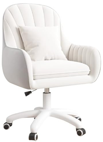 Aivermeil Homeoffice Stuhl, SamtStuhl mit Kopfkissen, 360° drehbar Höhenverstellbar Bürostuhl ergonomisch, Schminkstuhl Drehstuhl,für Arbeitszimmer Schlafzimmer,bis 200kg belastbar Weiß