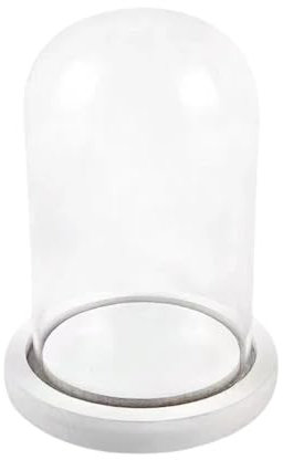 Campana di Vetro con Base in Legno, Cupola vetro esposizione vetrina Centrotavolo Porta candela Decorazione (10*16cm)