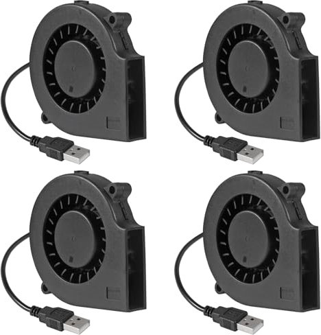 4pcs 75 mm USB-Lüfter, 75 mm x 15 mm, Kühlung, Turbogebläse, 5 V, 7515 USB DC, bürstenlos, kleiner Computergehäuse-Lüfter, Kühler für 3D-Drucker, Kühlelektronik, Luftreiniger, Kühlung, DIY-Projekte