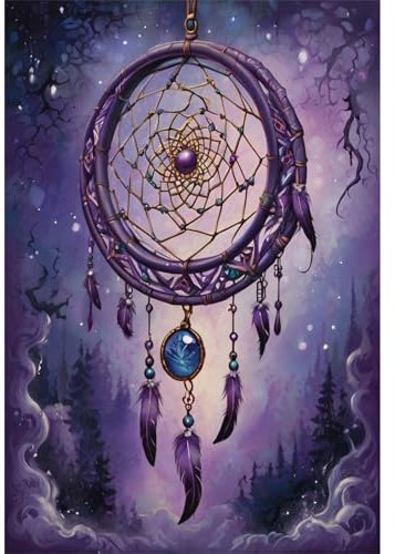 TWYYDP Puzzle 1000 Teile Blauer Lila Traumfänger Puzzle Holzpuzzles für Spiele für Senioren