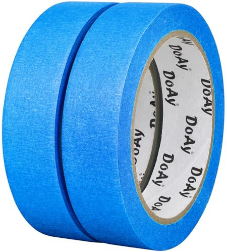 DOAY Blaues Malerkrepp, 2er-Pack - 24 mm Breites Kreppband - Rückstandsfrei Entfernen, Vielseitig Haftend für Innen- & Außenbereiche - Perfekt für Malerarbeiten, Beschriftung & Kunst - 60 m Gesamt