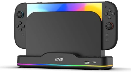 IINE Cooling Fan for Switch 2, Dual-Fan Cooling with Adjustable RGB Lighting, USB Expansion, Plug & Play Dock Cooler for Enhanced Console Performance (Dock Version)