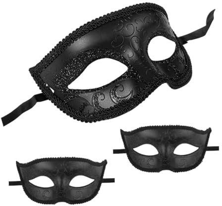 UPKOCH 3 Stück Halbgesichtsmaske Aus Kunststoff Schwarze Vintage Cosplay Masken Für Maskenball Karneval Halloween Party Und Festliche Events