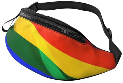 Bauchtasche mit Regenbogen-Flagge, für Damen und Herren, Crossbody-Bauchtasche mit verstellbarem Riemen für Wandern, Laufen, Reisen, Radfahren, Schwarz , Einheitsgröße, Lässiger Tagesrucksack