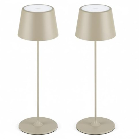 MU LIN 2PZLampada Lampada da Tavolo Ricaricabile e Senza Fili con Controllo Touch, Utilizzabile anche come Lampada da Esterni, Dimmer, 2200-3000 K, Altezza 35 cm, Colore Marrone per ristorante e Casa