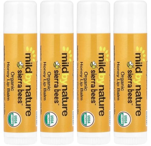 Sierra Bees™, Organic Lip Balms, Honey, 4 Pack, 0.15 oz (4.25 g) Each, Mild By Nature