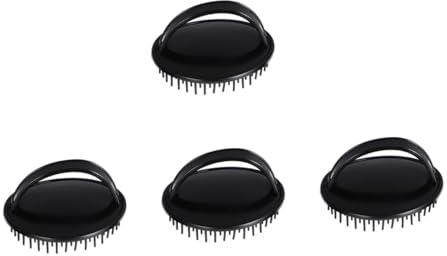 Kopfhaut Shampoo Bürste 4 Stück Kunststoff Massage für Erwachsene | Ergonomischer Griff, Schonend für Kopfhaut und Haare, Schwarz, für Kinder und Tägliche Dusche