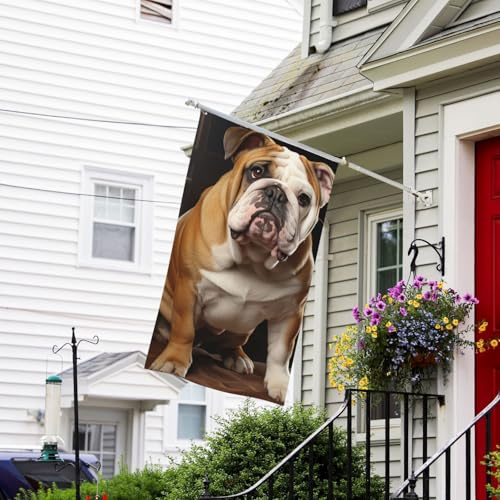 Gartenflaggen, 90 x 150 cm, schweres Willkommensbanner mit Messingösen, Dekoration, Banner, Outdoor-Flagge, Englische Bulldogge, Hofflaggen für alle Jahreszeiten, Außendekor-Flagge