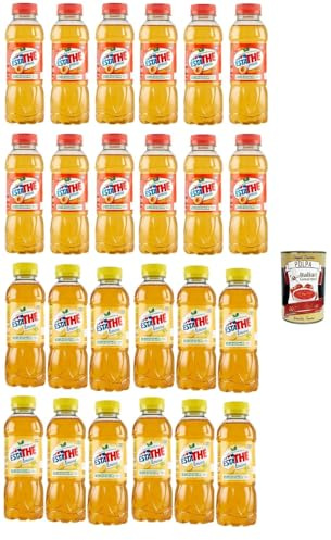 Italian Gourmet – Eistee Mix Pfirsich & Zitrone 24×400 ml | Erfrischender Teeaufguss, ideal für Schule, Büro, Sport, Reisen & Sommergetränke + Italian Gourmet Polpa