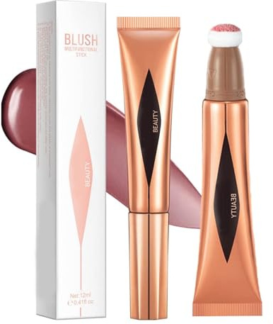 Liquid Blush Makeup for Cheeks,Muti-Use Face Balm,Blush Sticks with Soft Brush,Matte Beauty Blush Wand,Cheek & Eye Shadow,Hydrating & Easy to Apply,Highly Piamented