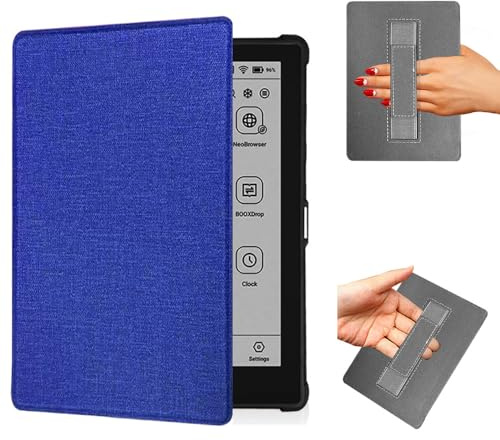 Étui de protection léger en cuir PU pour liseuse Onyx Boox Go 6, Poke 6/6S, Poke 5/5S 6, avec dragonne, mise en veille/réveil automatique (bleu foncé)
