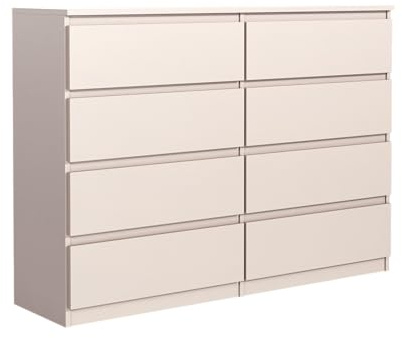 MebLocker Kommode 100 cm, 8 Schubladen, Kaschmir | Sideboard, Wohnzimmer Flur Schlafzimmer, Moderne Schlafzimmermöbel, Kommodenschrank 100x101,5x39 cm