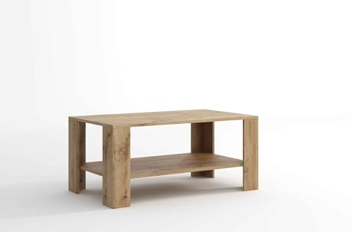 Masseno Couchtisch ZENO, Eiche Wotan, 110x65x55cm, Modern Wohnzimmertisch für Couch, rechteckig Beistelltisch, Laminierte Spanplatte