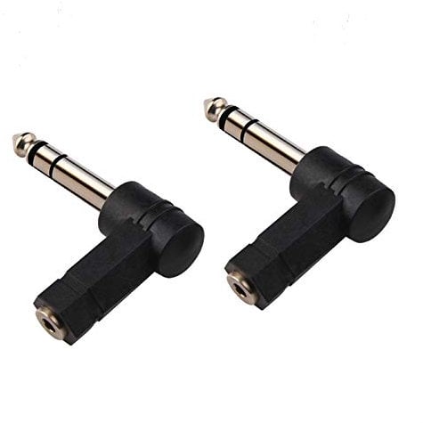 Oxsubor 1/4 Inch TRS to 3.5mm Right Angle Adapter,6.35mm Male to 3.5mm Female 90 Degree Stereo Headphone Audio Adaptor Converter Connector (1/4'' TRS Right Angle Adapter (2PCS)