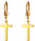 JewelryWe Schmuck Herren Ohrringe Kreuz, Edelstahl Poliert Kruzifix Ohrstecker Creolen Ohrhänger Geschenke für Männer Damen, Gold