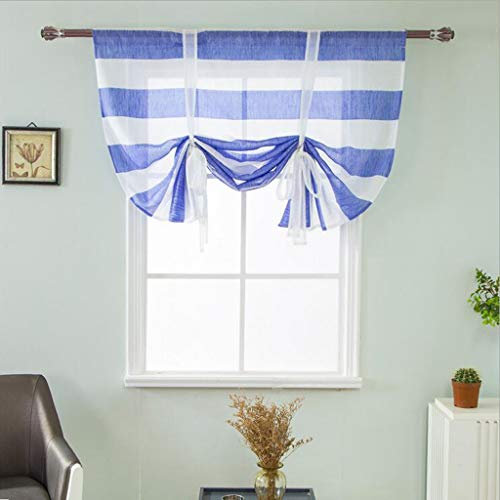SIMPVALE 1 Piece Roman Curtain with Rod Pocket - Sheer Shade Roman Blinds with Tie Up - for Bedroom, Balcony, Study, Kitchen, Bathroom (117x160, Blue)