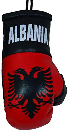 Auto Büro Boxhandschuhe Hängende Dekoration Leder Mini Handschuh Länderflaggen für Albanien