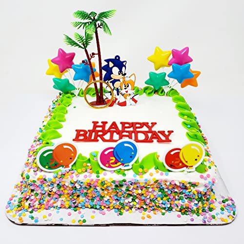 Sonic Deluxe Birthday Cake Topper Set Featuring Random Sonic Characters and Themed Decorative Accessories