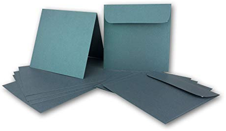 ARTOZ NORDANA 15x Quadratisches Faltkarten-Set mit Umschlägen - petrol glow - 300 g/m² - 15,5 x 15,5 cm - schimmerndes Papier zum Basteln & Drucken