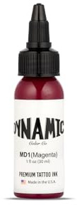 Dynamic Color Magenta Tattoo Ink, Made in USA Since 1990, 1 oz | Sterilized and lot-numbered for full traceability; established American brand trusted by artists worldwide