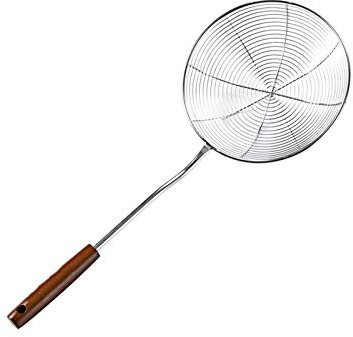 XXXXW Espumadera Colador Cuchara ranurada Colador de Acero Inoxidable sálido Skimmer Skimmer Skimmer Skimmer con Malla Espiral con Mango Resistente al Calor Coladores de Cocina (Size : Small)