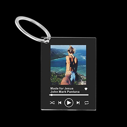 Personnalisé personnalisé Porte-clés Spotify Code Carte de Musique Porte-clés personnalisé Photo Style Album Musique Musique Signe Chanson Plaque Porte-clés Cadeau pour la Saint-Valentin