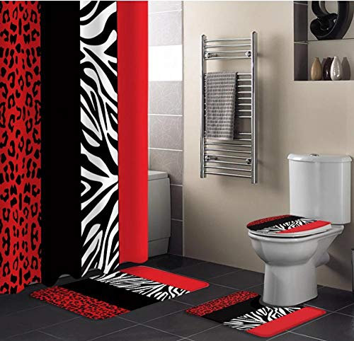 4 Pièces Motif Zèbre Imprimé Léopard Animal Rideau De Douche Rideau De Douche Léopard Rayé Ensemble De Rideau De Douche Ensemble De Salle De Bain Accessoires De Salle De Bain-Only_Shower_Curtain