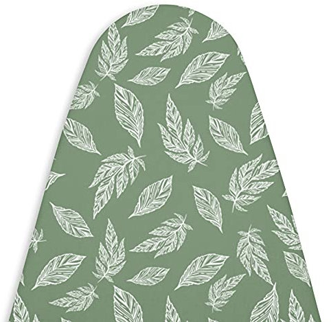 Encasa XO Housse Table À Repasser avec Rembourrage en Feutre De 3 mm, Serrage par Cordon (Convient Aux Planches Standard De Medium De 112x34 cm), Imprimé - Grandes Feuilles Vertes