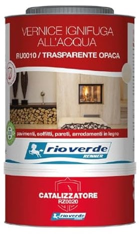 Generico Vernice Ignifuga all'Acqua Classe 1 Trasparente RU0010-RZ0020 da 3 lt Rio Verde