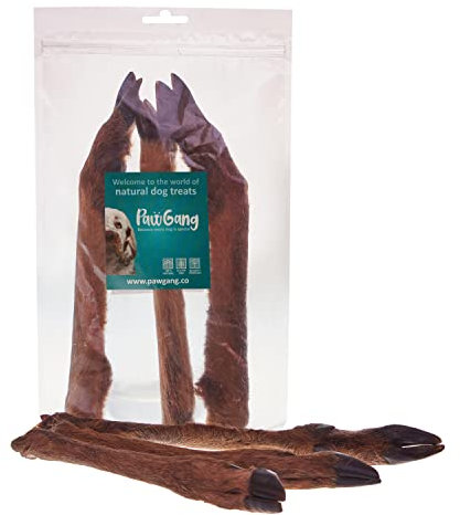 PawGang - Roe Deer Leg with Fur 3 pcs - 100% Natural EU Sourced Treats for Dogs Puppies Young Adult Old Small and Large Dog - Air Dried Chews - Healthy Hypoallergenic - Low Fat Grain Free - Barf Raw
