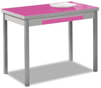 ASTIMESA Alas Cristal Mesa de Cocina, Metal, Fucsia, 100x60cm