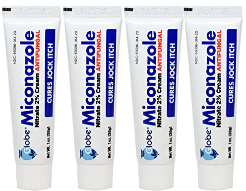 Globe Miconazole Nitrate 2% Antifungal Cream, 1 oz Tube, 4 Pack