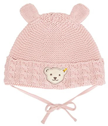 Steiff Unisex Baby Basic Bommel Beanie-Mütze, Silver PINK, 41