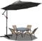 Lospitch Sombrilla, sombrilla de aluminio con manivela, sombrilla de jardín con protección UV y resistente al agua, gris, Ø350cm