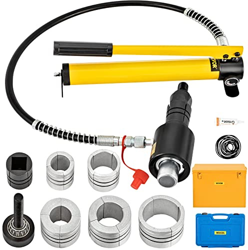 VEVOR Expansor de tubo de escape hidráulico tamaño 1-5/8 a 4-1/4 estirador de tubo hidráulico manual 10T 4 troqueles 2 cajas de almacenamiento para tubos de cobre y aluminio reparación de automóvil