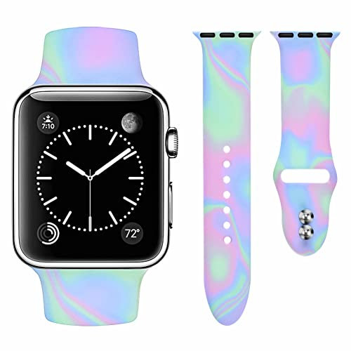 Vozehui Armband Kompatibel mit Apple Watch Armband 42mm 44mm 45mm 49mm für Damen Herren, Weiches Silikon Ersatzarmband Sportarmband für iWatch Armband Serie SE 9 8 7 6 5 4 3 2 1