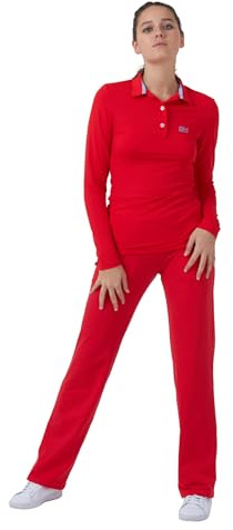 Sportkind Mädchen & Damen Tennis, Golf, Segeln, Funktions Poloshirt Langarm, UV-Schutz UPF 50+, atmungsaktiv, rot, Gr. S