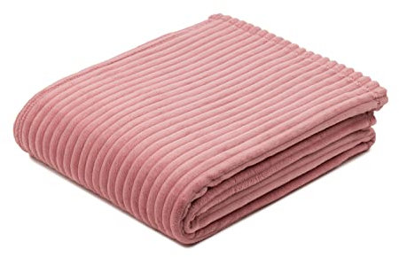 Gözze - Kuschelweiche Kuscheldecke, Feine Cord-Optik, 1040g/Stück, 150 x 200 cm - Altrosa